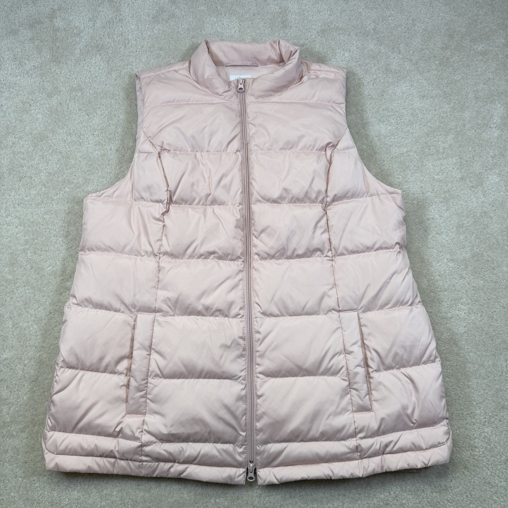 NWT J Jill Down Puffer Vest Womens XLP Pink Full Zip Mock Neck XL Petite